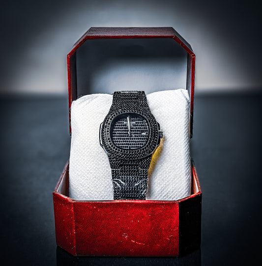 Blacked Iced Out Premium Patek Philippe